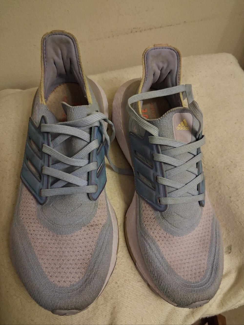 Womens Adidas ULTRABOOST Prime Blue Light Blue/Pink Knit Running Sneakers Size 7